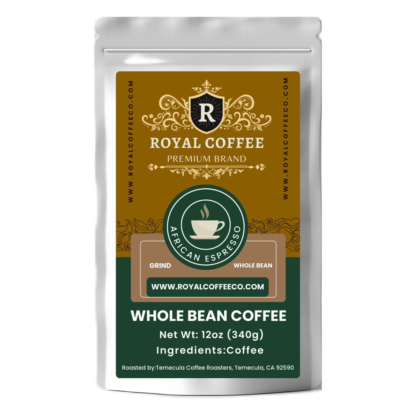 Royal African Espresso Freshly Roasted Coffee, (African Espresso) (Whole Bean)