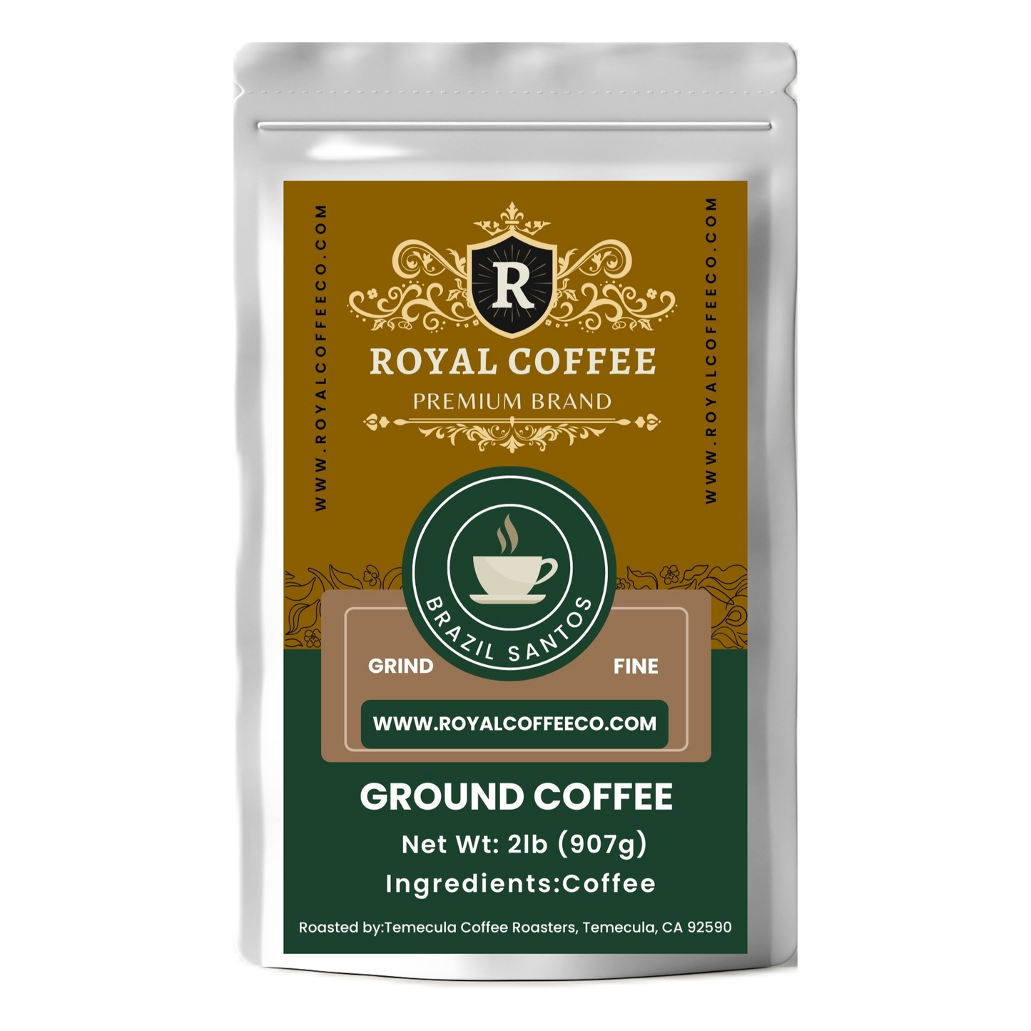 Royal Brazil Santos Single Origin Freshly Roasted Coffee, (Brazil Santos) (Espresso)