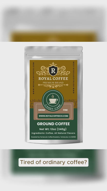 Royal Candy Cane Freshly Roasted Flavored Coffee, (Candy Cane) (Coarse)